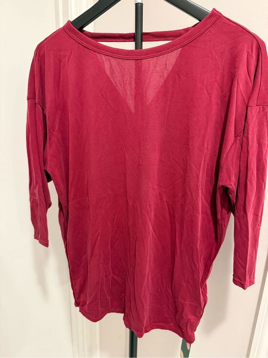 HALARA Tops - HALARA Relaxed Boatneck Long Sleeve Top - Wine Red